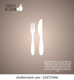 Icon of knife and fork on the background. Made in vector
