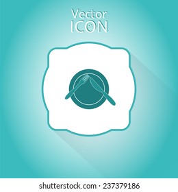 Icon knife, plates and forks. Cafe restaurant. Flat design style. Made vector illustrator