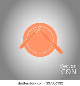 Icon knife, plates and forks. Cafe restaurant. Flat design style. Made vector illustrator