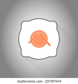 Icon knife, plates and forks. Cafe restaurant. Flat design style. Made vector illustrator