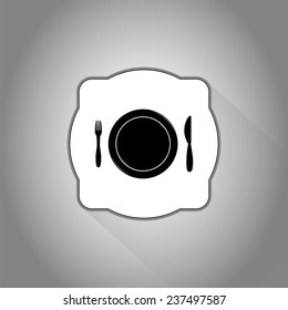 Icon knife, plates and forks. Cafe restaurant. Flat design style. Made vector illustrator