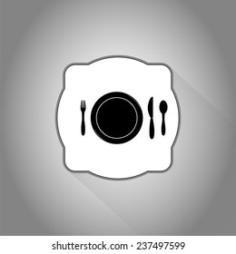 Icon knife, plates and forks. Cafe restaurant. Flat design style. Made vector illustrator
