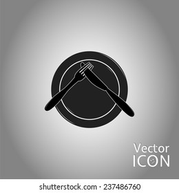 Icon knife, plates and forks. Do not like concept. Cafe restaurant. Flat design style. Made vector illustrator