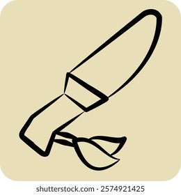 Icon Knife. related to Native American symbol. hand drawn style. design editable