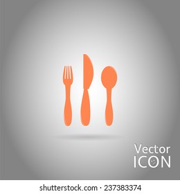 Icon knife, spoon and fork. Cafe restaurant. Flat design style. Made vector illustrator