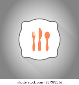 Icon knife, spoon and fork. Cafe restaurant. Flat design style. Made vector illustrator