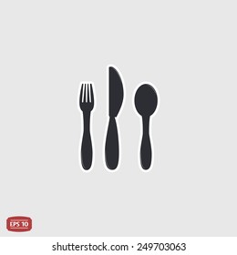 Icon knife, spoon and forks. Cafe restaurant. Flat design style. Made vector illustrator