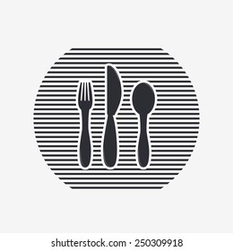 Icon knife, spoon and forks. Cafe restaurant. Flat design style. Made vector illustrator