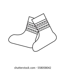 Icon knitted socks in the style of the line. Vector illustration.