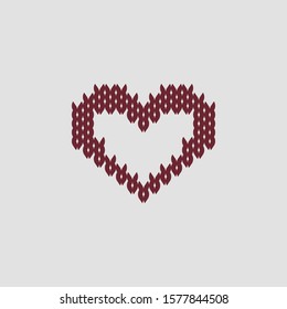 Icon knitting hearts, red and white color
