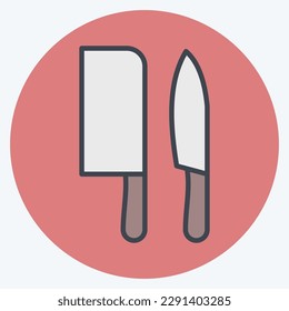 Cuchillos de iconos. relacionado con el símbolo de Eid Al Adha. Color Mate Style. diseño simple editable. ilustración simple