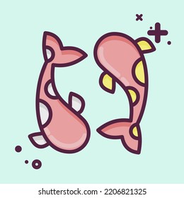 Icon Koi Carps. related to Thailand symbol. MBE style. simple design editable. simple illustration. simple vector icons. World Travel tourism. Thai