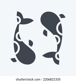 Icon Koi Carps. related to Thailand symbol. glyph style. simple design editable. simple illustration. simple vector icons. World Travel tourism. Thai
