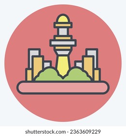 Icon Kuala Lumpur. related to Capital symbol. color mate style. simple design editable. simple illustration