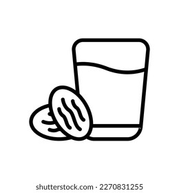 icon kurma and glass of water, iftar icon, icon Ramadan, vector illustration, editable color