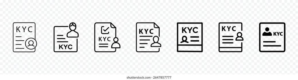 Icon of KYC Form with User Image – Know Your Customer Compliance Form for Identity Verification, Flat outline icon of KYC form with user profile image for know your customer compliance