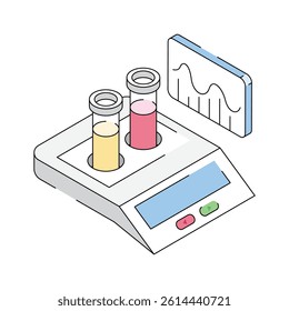 An icon of lab centrifuge designed in isometric outline style