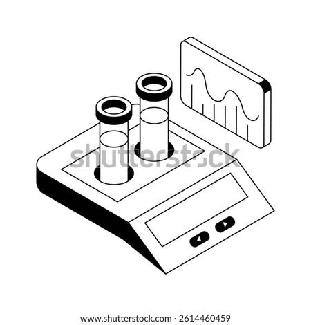 An icon of lab centrifuge designed in isometric outline style