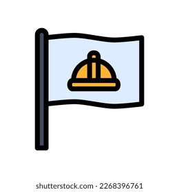 icon Labor Day with concept flag and helmet. editable file, vector illustration.