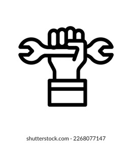 día de trabajo de icono con llave de mano de concepto . archivo modificable, ilustración vectorial.
