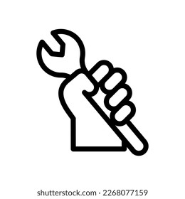 icon labor day with concept hand holding wrench . editable file, vector illustration.