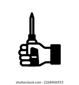 icono Día del trabajo con destornillador de mano de concepto. archivo modificable, ilustración vectorial.
