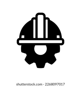 Icono Día del Trabajo con concepto casco de trabajo, equipo de casco. archivo modificable, ilustración vectorial.