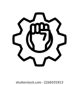 icon Labor Day with concept Labor rights, hand and gear. editable file, vector illustration.