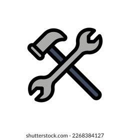 icon labor day with concept wrench and hammer. editable file, vector illustration.