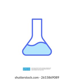 Icon of a Laboratory Flask with Blue Liquid Representing Scientific Research and Education Innovations