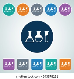 Icon of Laboratory Glass in Multi Color Circle & Square Shape. Eps-10.