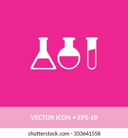 Icon of Laboratory Glass on Magenta Color Background. Eps-10.