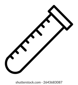 icon of a laboratory test tube with measurement marks. Commonly used in medical, scientific, and educational designs related to chemistry, experiments, or lab equipment.