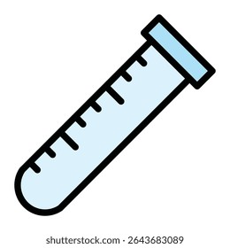 icon of a laboratory test tube with measurement marks. Commonly used in medical, scientific, and educational designs related to chemistry, experiments, or lab equipment.