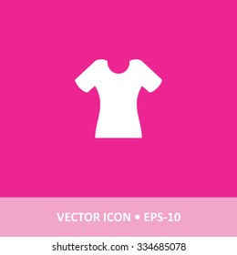 Icon of Ladies T-Shirt on Magenta Color Background. Eps-10.