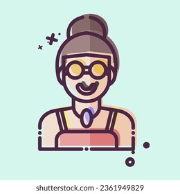 Icon Lady. related to Indigenous People symbol. MBE style. simple design editable. simple illustration