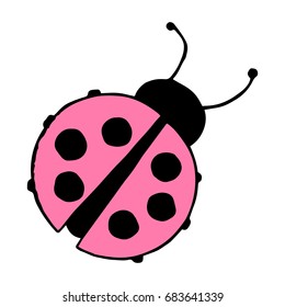 Icon of ladybug. Pink ladybug. Vector illustration.