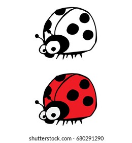 Icon ladybug. Surprised ladybug. Vector illustration.