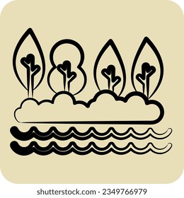 Icon Lake. related to Alaska symbol. hand drawn style. simple design editable. simple illustration