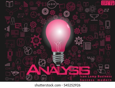 Icon Lamp Business Success modern design Idea and Concept Vector illustration with Text Analysis,Icon. 