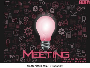 Icon Lamp Business Success modern design Idea and Concept Vector illustration with Text Meeting,Icon. 