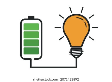 Icon of lamp charging by battery
