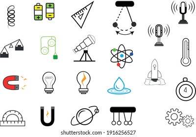 icon lamp energy science rocket planet telescope magnet rule microphone energy