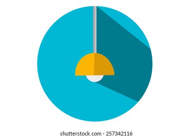 Icon lamp light flat design long shadows.