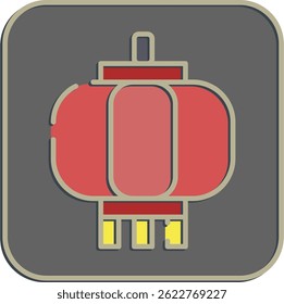 Icon lantern. Buddhism and vesak elements. Icon in embossed style.