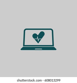  icon of laptop computer. Vector illustration