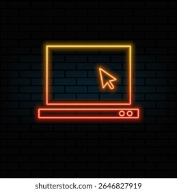 ícone, Laptop com cursor na tela Ilustração vetor no design moderno série MacBook Pro. estilo neon..