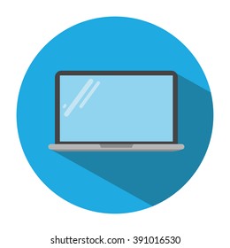 Icon of a laptop in flat style. Vector illustration.