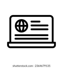 icon laptop globe page, editable file