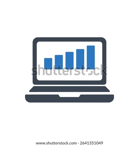 Icon of a laptop with a growth graph on screen